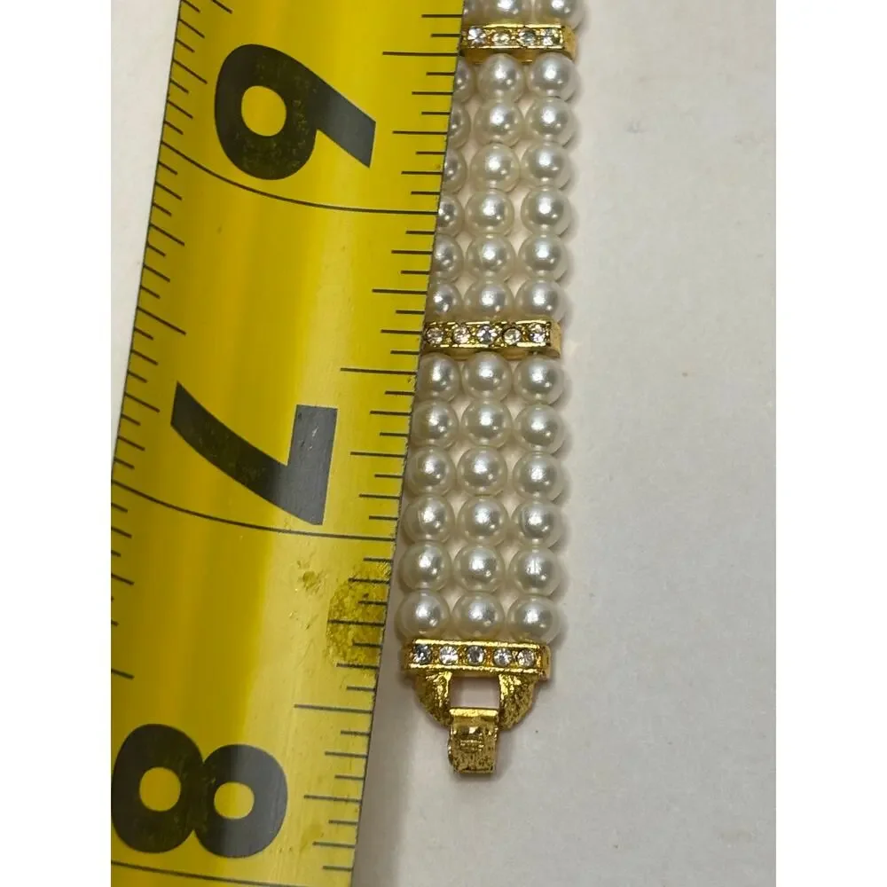 Vntg Luxury Cardini Gold Tone Womens Wrist Watch UNTESTED Simulated Pearl Band